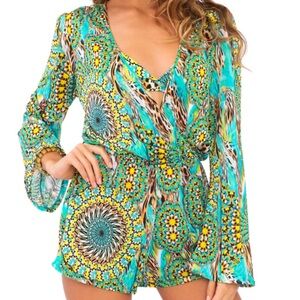 Luli fama romper cover up moon princess wrap front, size Small